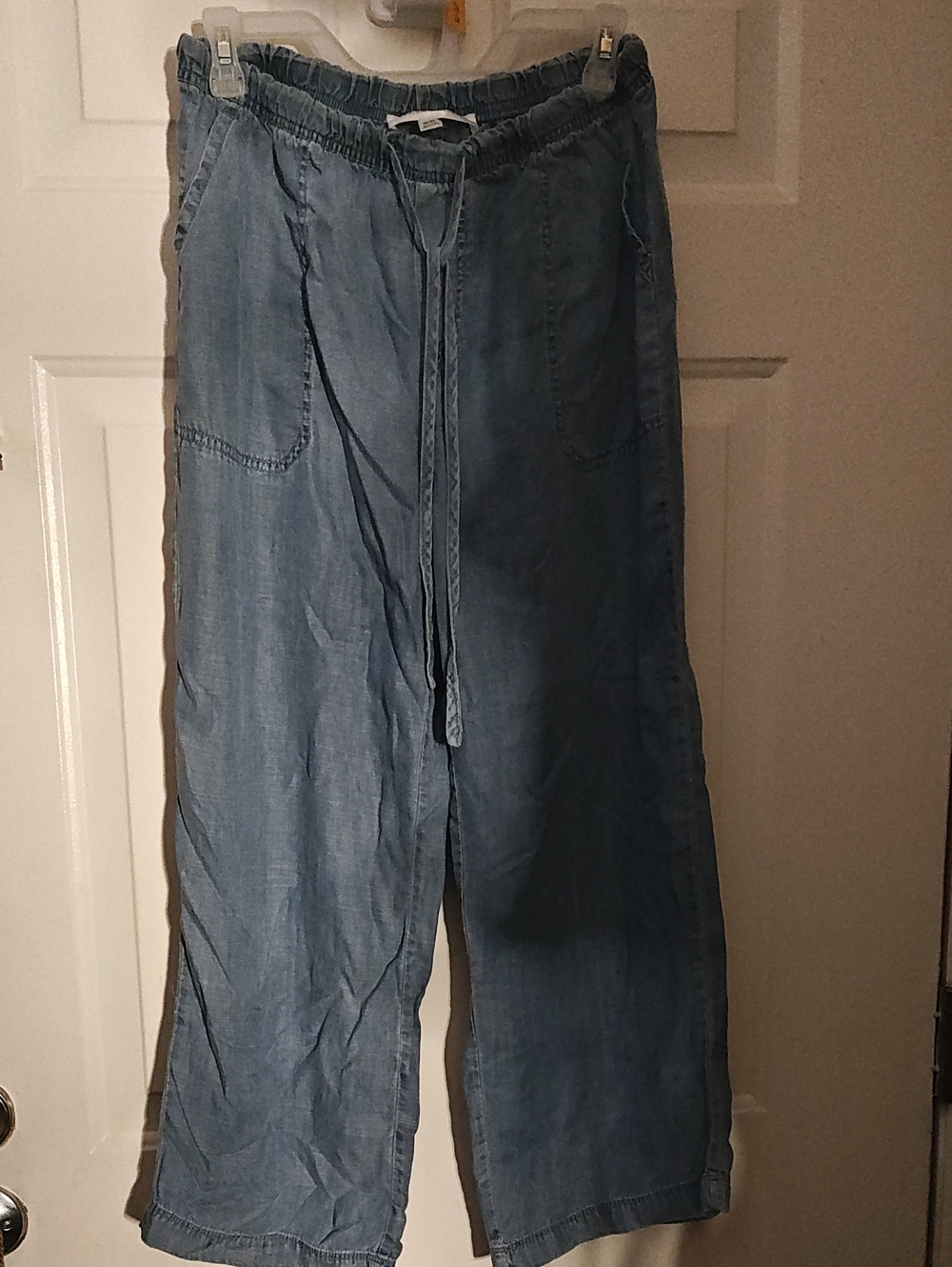 Chelsea & Theodore Light Blue Denim Wide-Leg Drawstring Pants